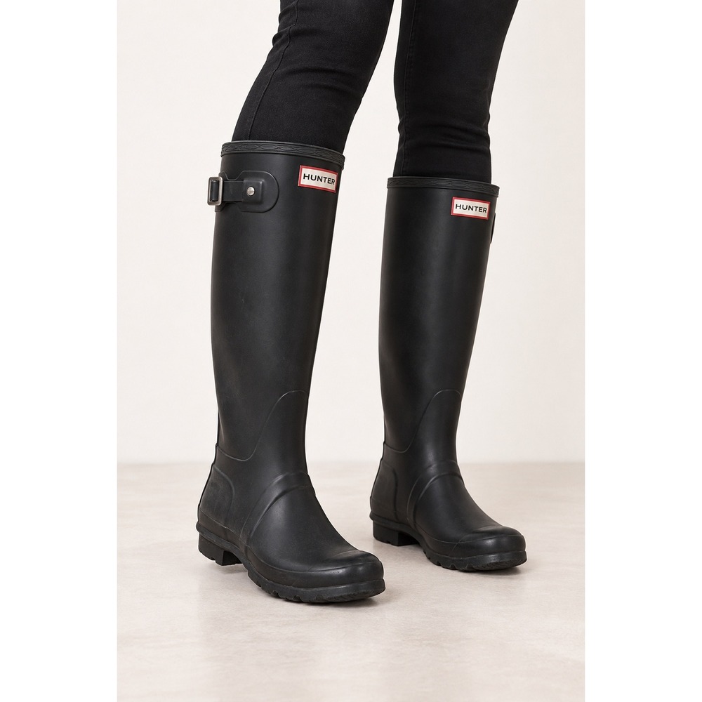HUNTER Original Tall Black Rain Boots Women's Size 7 W22958